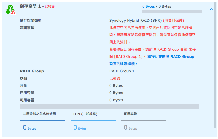 儲存空間損毀